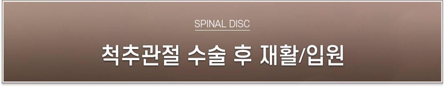척추관절 수술 후, 재활/입원, SPINAL DISC